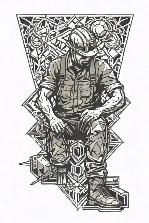 coal miner working tattoo design idea