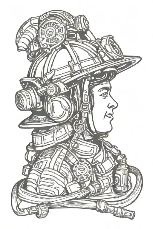 Firefighter helmet tattoo design idea