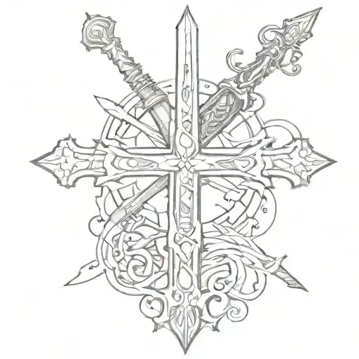 Incorporate a cross and a sword intertwined symbolizing faith and strength tattoo design idea