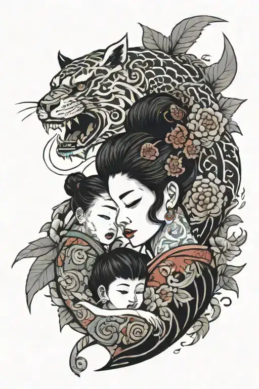mother and son tattoo design idea