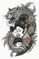 mother and son tattoo design idea