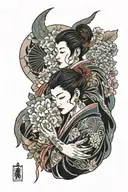 mother and son tattoo design idea