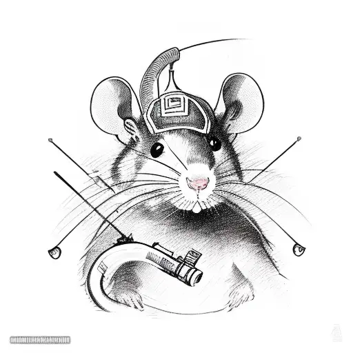 Rat with rifle and helmet tattoo design idea