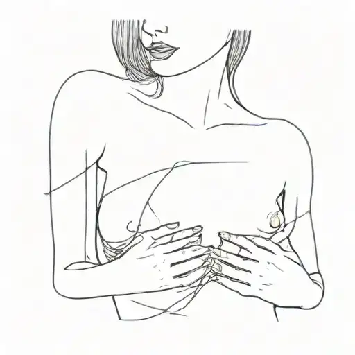 woman covering her nipples tattoo design idea