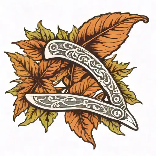 a half-open straight razor in oak leaves tattoo design idea
