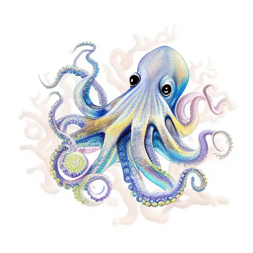octopus and coral tattoo design idea