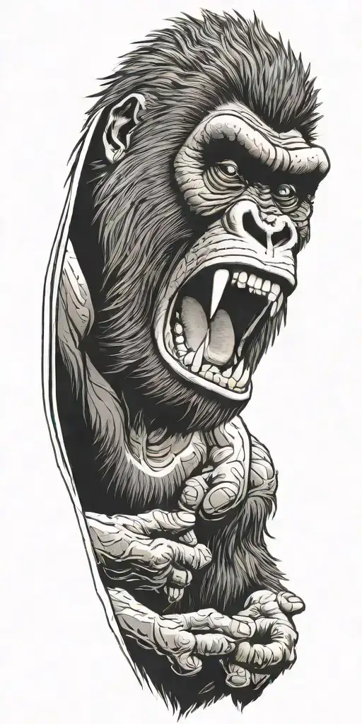 gorilla roaring tattoo design idea