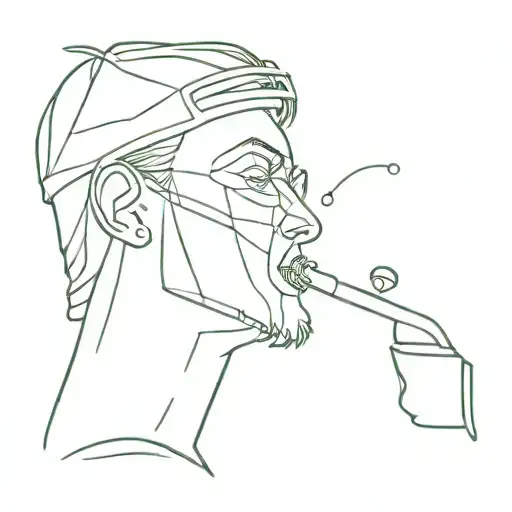 person skating with drink on one hand showing half of his face and other half is a mask  tattoo design idea