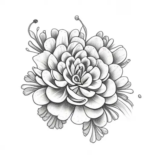 Violets, Chrysanthemums, and Carnations   tattoo design idea
