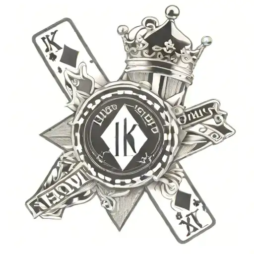 King of Diamond with black poker chip and vegas sign in background  tattoo design idea