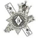 King of Diamond with black poker chip and vegas sign in background  tattoo design idea