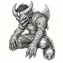 A half angel, half demon character playing a video game tattoo design idea