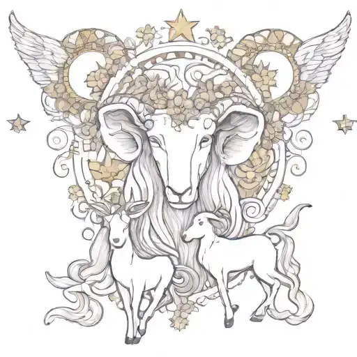 4 children Aries serenity love and peace tattoo design idea