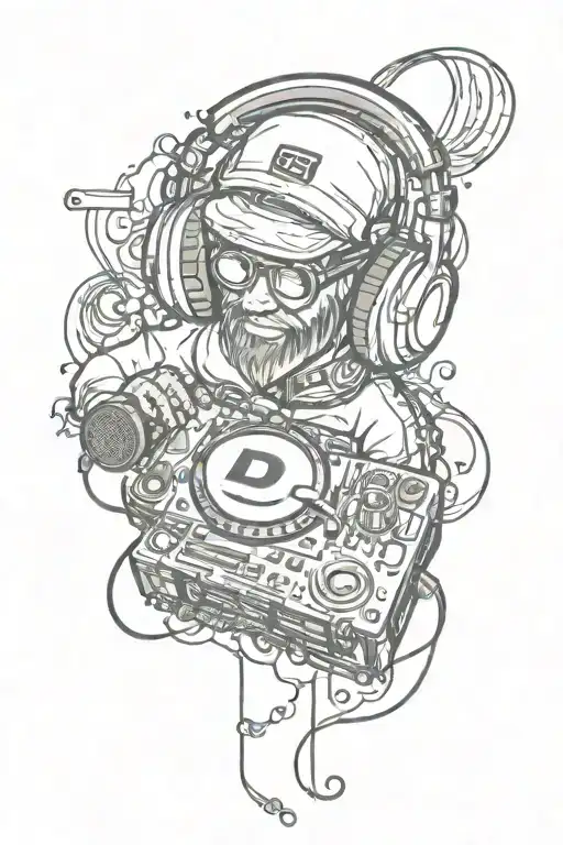 initial DJ SH tattoo design idea