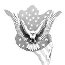 Bald eagle with US flag tattoo design idea