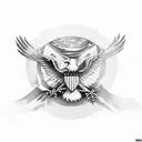 Bald eagle with US flag tattoo design idea