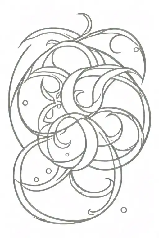 fire torch intertwined triple moon merging together tattoo design idea