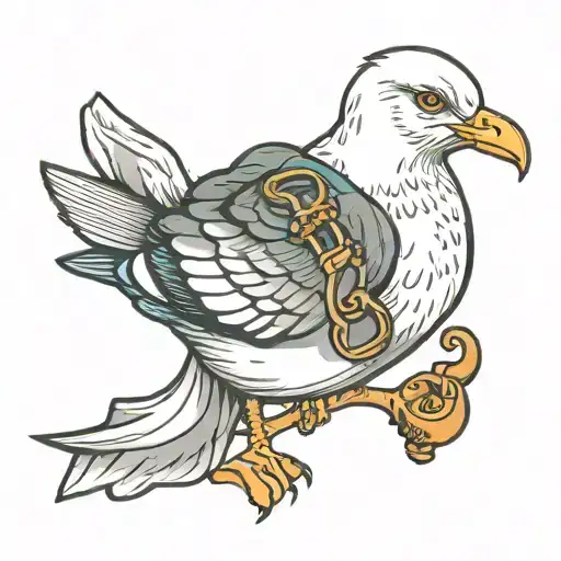 seagull smoking pipe tattoo design idea