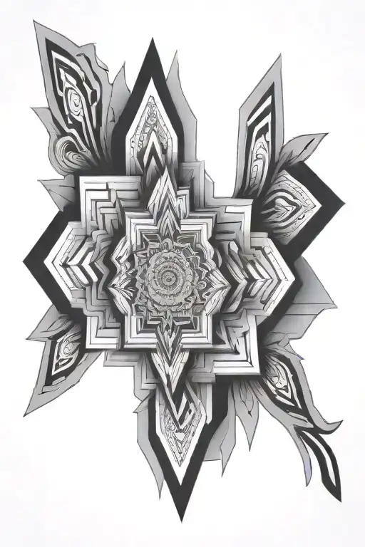 Geometrical mandela type on the neck   tattoo design idea