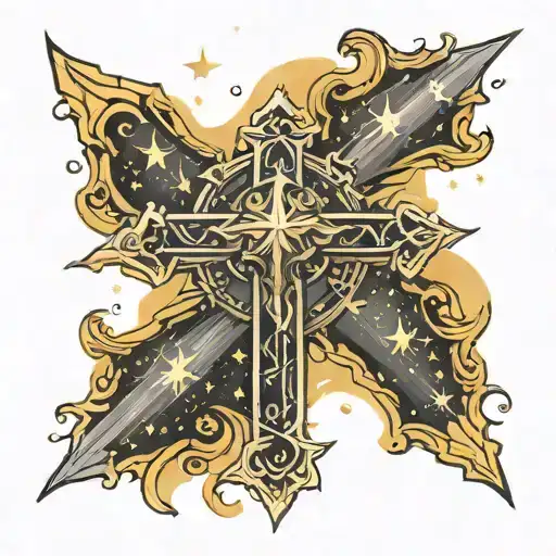 God, Stars, Cross tattoo design idea