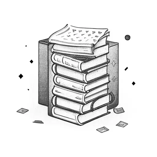 A bookshelf filled with magical books tattoo design idea