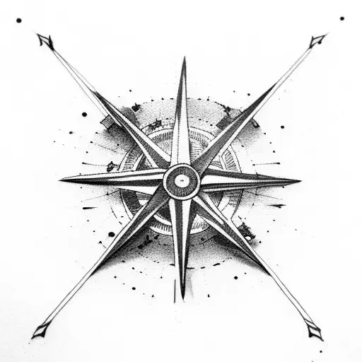 broken moral compass and thorn tattoo design idea