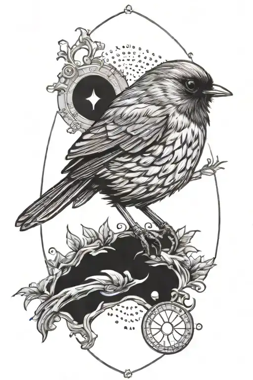 tarot card depicting robin bird tattoo design idea