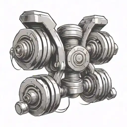 A stylized dumbbell with Pokemon elements intertwined, symbolizing strength and passion tattoo design idea