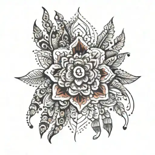 mehndi for success on hands, red, design , decal tattoo design idea