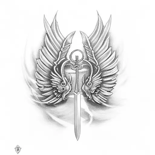 tattoo for the spain. it should be just sword. no other details. it shoud have roses on its body. and must have wings.  tattoo design idea