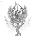 tattoo for the spain. it should be just sword. no other details. it shoud have roses on its body. and must have wings.  tattoo design idea