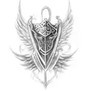 tattoo for the spain. it should be just sword. no other details. it shoud have roses on its body. and must have wings.  tattoo design idea