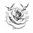 Swallow Bird and red rose tattoo design idea