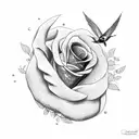 Swallow Bird and red rose tattoo design idea