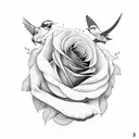 Swallow Bird and red rose tattoo design idea