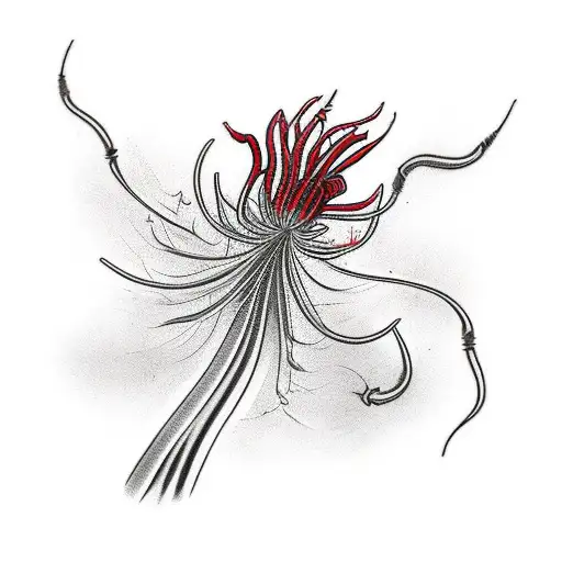 centipede wrapped around red spider lily tattoo design idea
