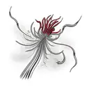centipede wrapped around red spider lily tattoo design idea