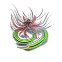 centipede wrapped around red spider lily tattoo design idea