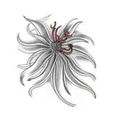 centipede wrapped around red spider lily tattoo design idea