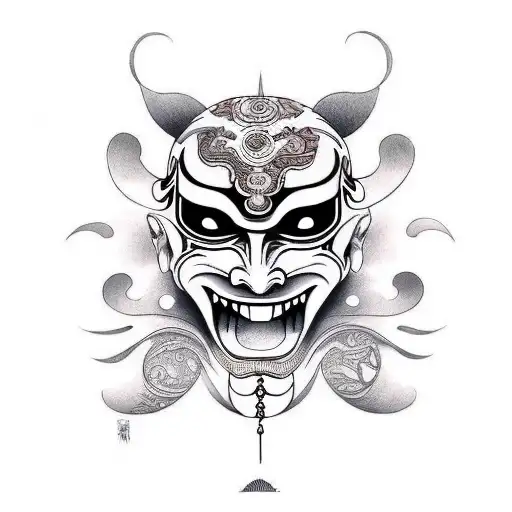 Sad and happy mask  tattoo design idea