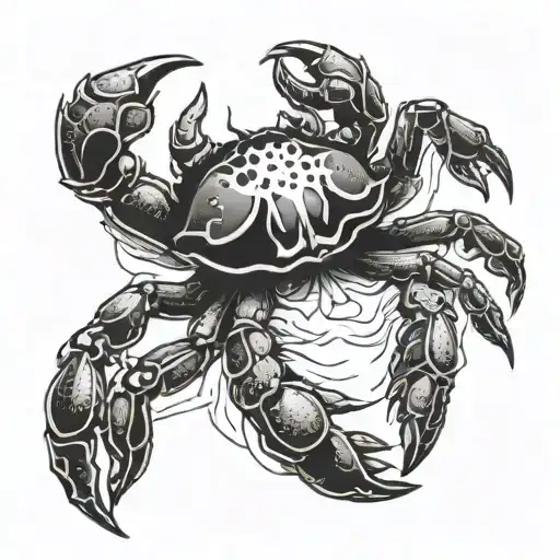 Hurt crab tearing tattoo design idea