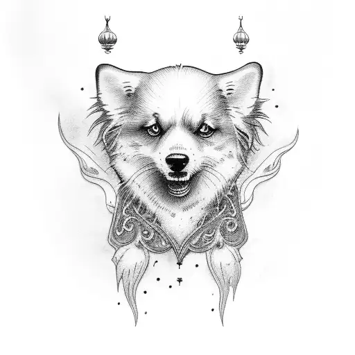 ghost with dog tattoo design idea