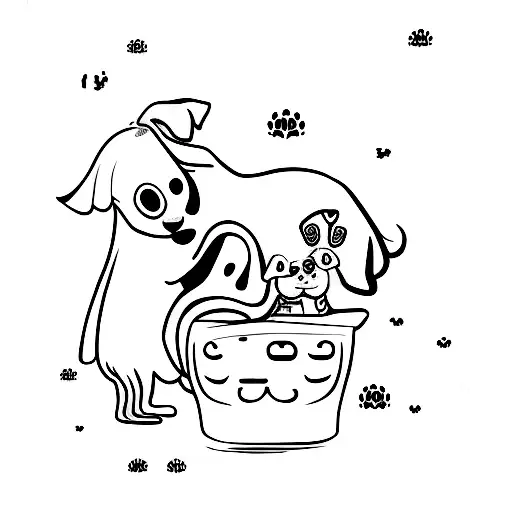 ghost with dog tattoo design idea