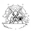 ghost with dog tattoo design idea