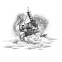 create a burning ship tattoo design idea