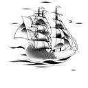 create a ship sailing between flames tattoo design idea