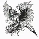 dark angel half demon tattoo design idea