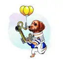 cockapoo playing a saxaphone wearing a sailor suit tattoo design idea
