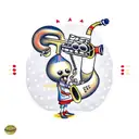 cockapoo playing a saxaphone wearing a sailor suit tattoo design idea