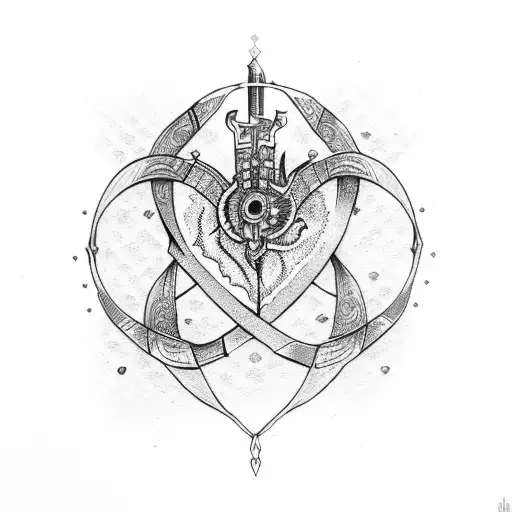 heart pierced by three swords tattoo design idea